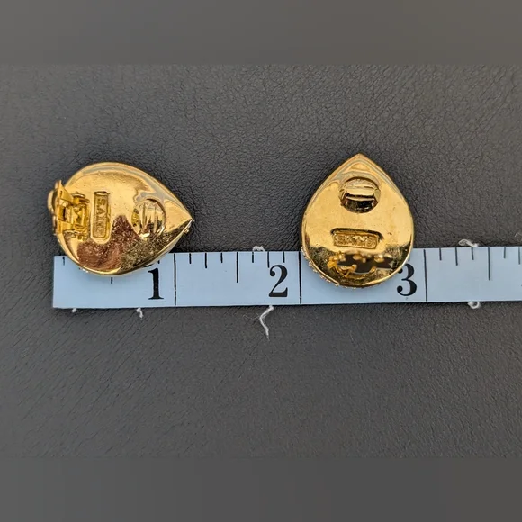 Swarovski Amethyst Crystal and Clear Crystal Gold Tone Earrings Clip Style - Picture 10 of 11